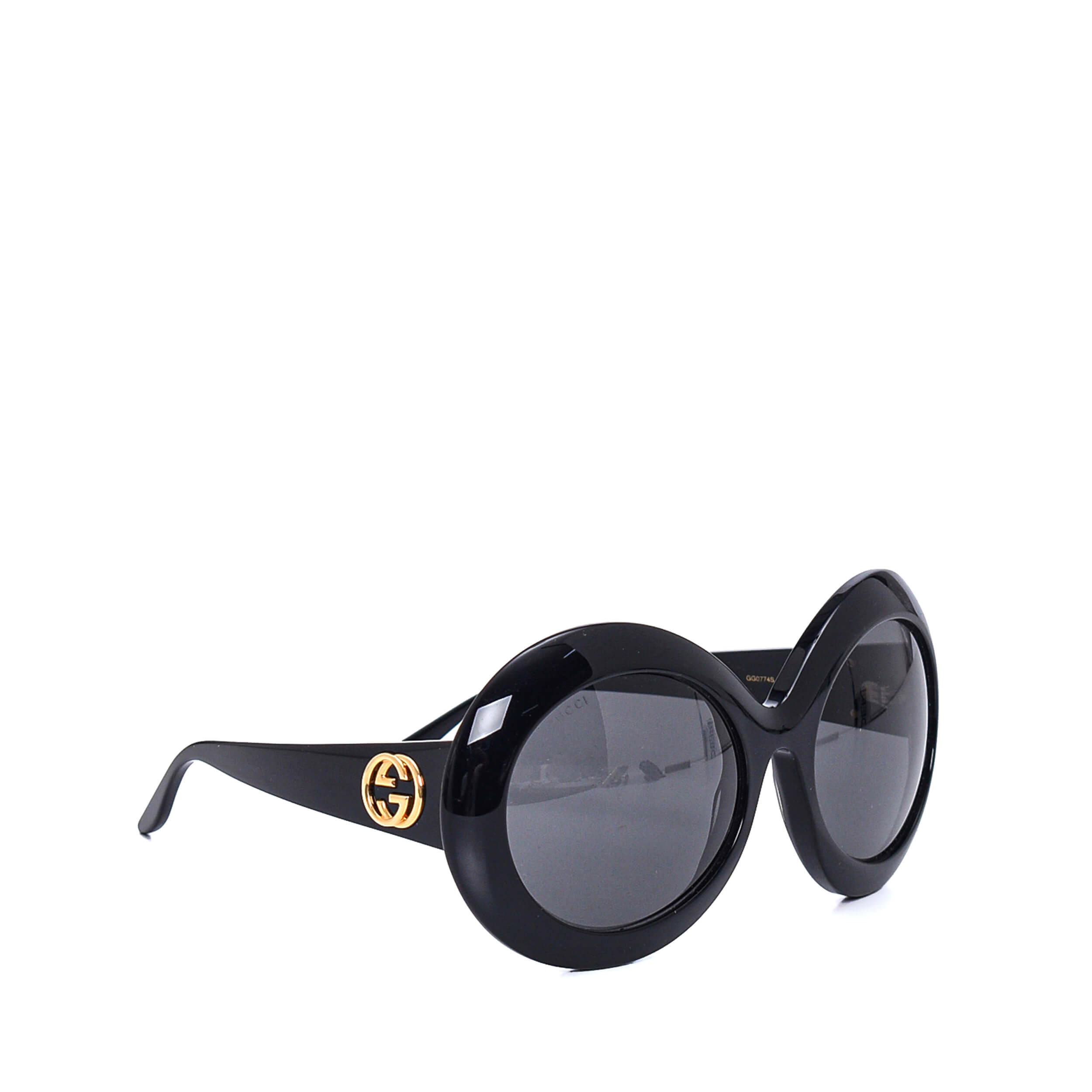 Gucci - Black Round Acetate Sunglasses